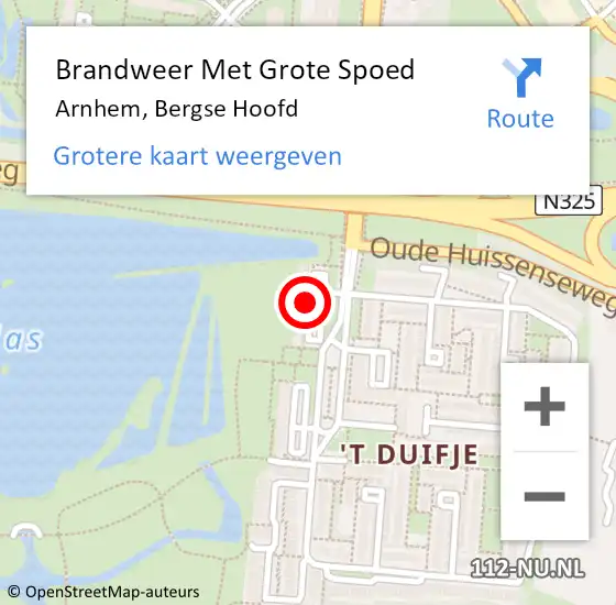 Locatie op kaart van de 112 melding: Brandweer Met Grote Spoed Naar Arnhem, Bergse Hoofd op 9 oktober 2023 10:05