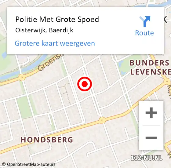 Locatie op kaart van de 112 melding: Politie Met Grote Spoed Naar Oisterwijk, Baerdijk op 9 oktober 2023 10:33
