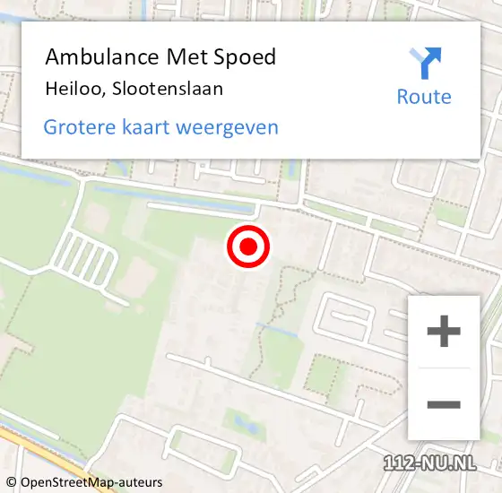 Locatie op kaart van de 112 melding: Ambulance Met Spoed Naar Heiloo, Slootenslaan op 9 oktober 2023 10:41