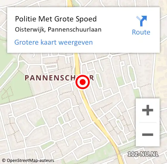 Locatie op kaart van de 112 melding: Politie Met Grote Spoed Naar Oisterwijk, Pannenschuurlaan op 9 oktober 2023 11:06
