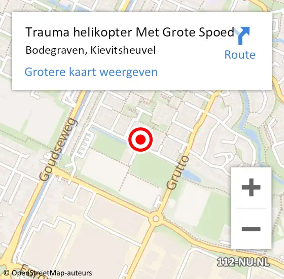 Locatie op kaart van de 112 melding: Trauma helikopter Met Grote Spoed Naar Bodegraven, Kievitsheuvel op 9 oktober 2023 11:23