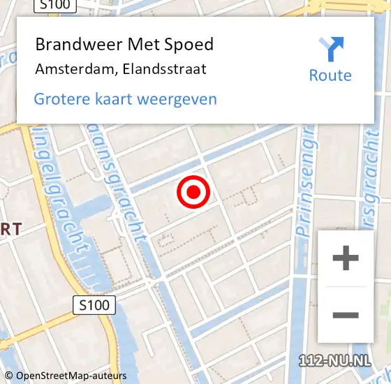 Locatie op kaart van de 112 melding: Brandweer Met Spoed Naar Amsterdam, Elandsstraat op 9 oktober 2023 12:31