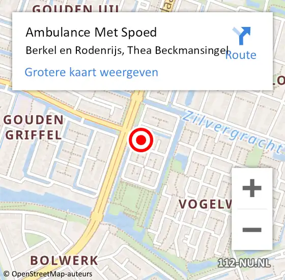 Locatie op kaart van de 112 melding: Ambulance Met Spoed Naar Berkel en Rodenrijs, Thea Beckmansingel op 9 oktober 2023 13:07