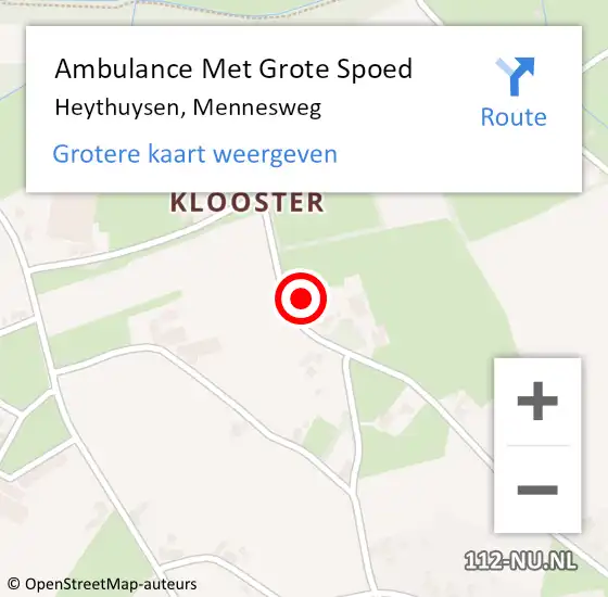 Locatie op kaart van de 112 melding: Ambulance Met Grote Spoed Naar Heythuysen, Mennesweg op 11 september 2014 02:09