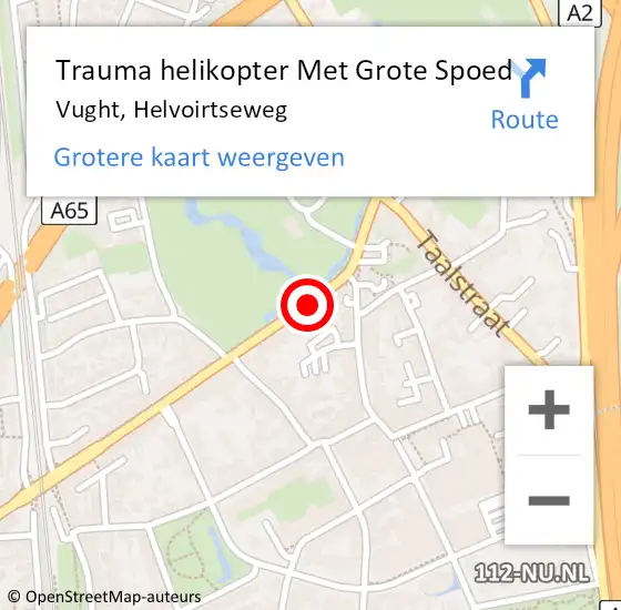 Locatie op kaart van de 112 melding: Trauma helikopter Met Grote Spoed Naar Vught, Helvoirtseweg op 9 oktober 2023 13:34