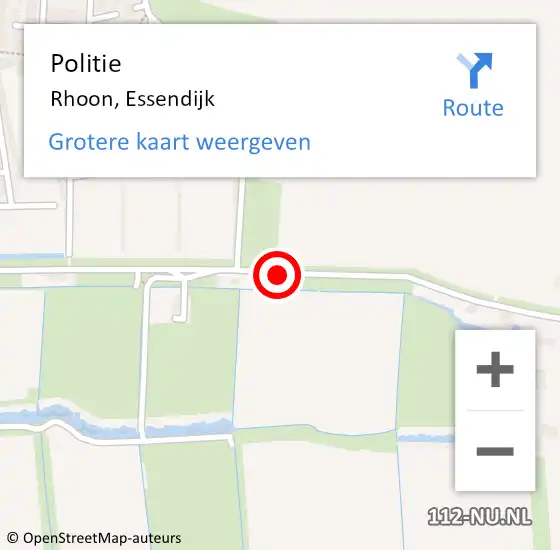 Locatie op kaart van de 112 melding: Politie Rhoon, Essendijk op 9 oktober 2023 15:04