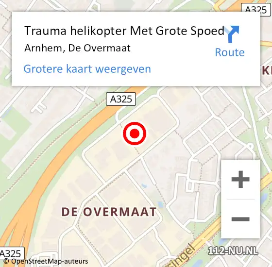 Locatie op kaart van de 112 melding: Trauma helikopter Met Grote Spoed Naar Arnhem, De Overmaat op 9 oktober 2023 15:20