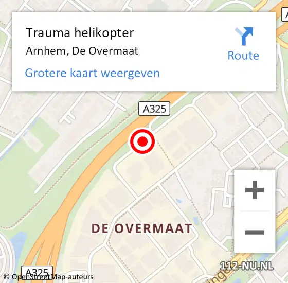Locatie op kaart van de 112 melding: Trauma helikopter Arnhem, De Overmaat op 9 oktober 2023 15:24