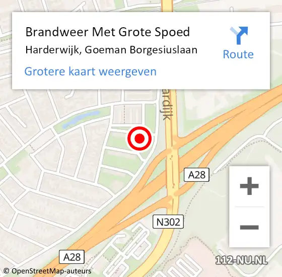 Locatie op kaart van de 112 melding: Brandweer Met Grote Spoed Naar Harderwijk, Goeman Borgesiuslaan op 9 oktober 2023 17:28