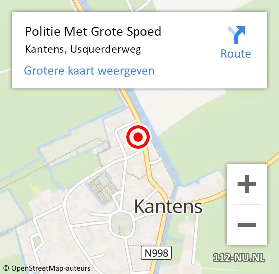 Locatie op kaart van de 112 melding: Politie Met Grote Spoed Naar Kantens, Usquerderweg op 9 oktober 2023 19:19