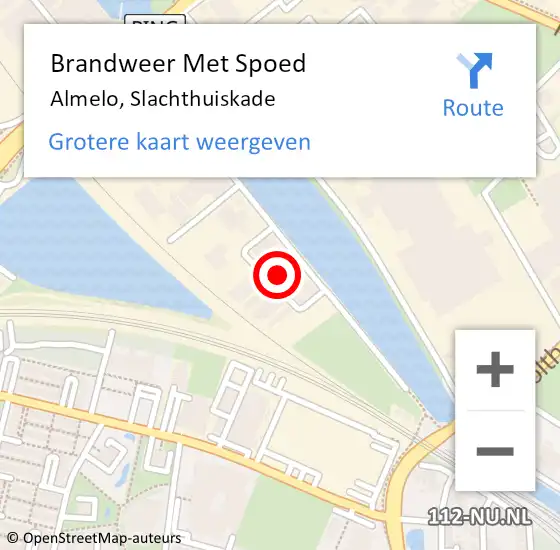 Locatie op kaart van de 112 melding: Brandweer Met Spoed Naar Almelo, Slachthuiskade op 9 oktober 2023 22:11