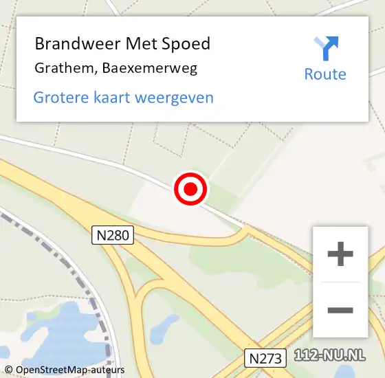 Locatie op kaart van de 112 melding: Brandweer Met Spoed Naar Grathem, Baexemerweg op 9 oktober 2023 22:46