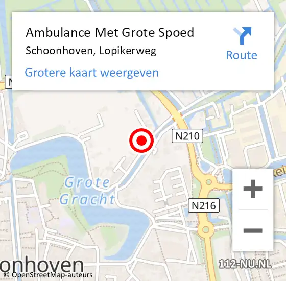 Locatie op kaart van de 112 melding: Ambulance Met Grote Spoed Naar Schoonhoven, Lopikerweg op 9 oktober 2023 23:40