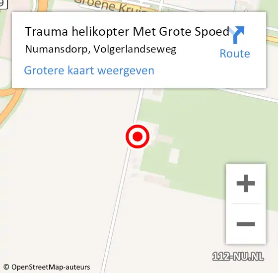 Locatie op kaart van de 112 melding: Trauma helikopter Met Grote Spoed Naar Numansdorp, Volgerlandseweg op 10 oktober 2023 07:42