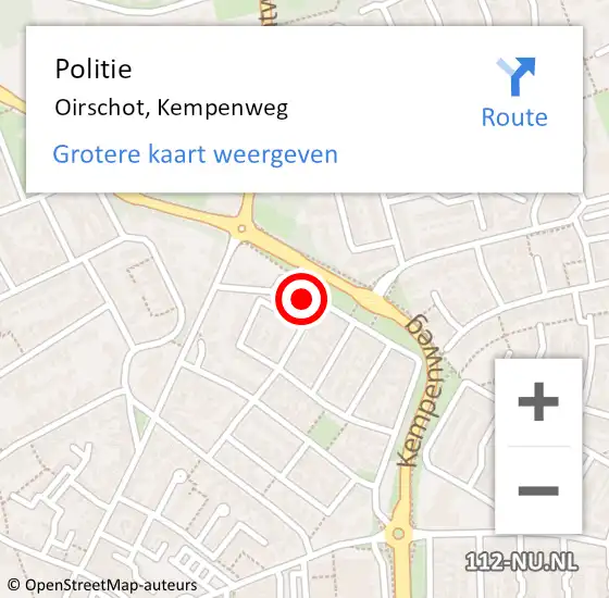 Locatie op kaart van de 112 melding: Politie Oirschot, Kempenweg op 10 oktober 2023 08:17
