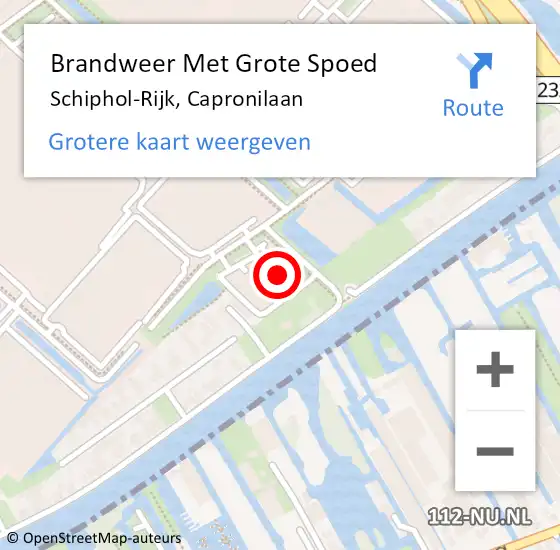 Locatie op kaart van de 112 melding: Brandweer Met Grote Spoed Naar Schiphol-Rijk, Capronilaan op 10 oktober 2023 09:00