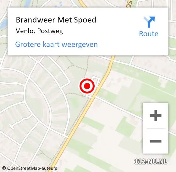 Locatie op kaart van de 112 melding: Brandweer Met Spoed Naar Venlo, Postweg op 10 oktober 2023 11:59