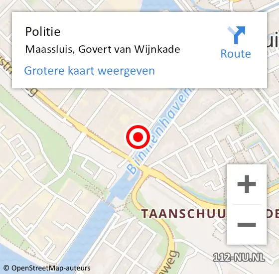 Locatie op kaart van de 112 melding: Politie Maassluis, Govert van Wijnkade op 10 oktober 2023 13:08