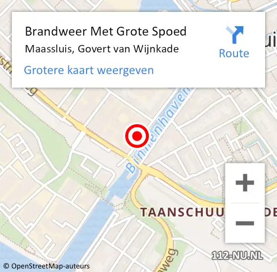 Locatie op kaart van de 112 melding: Brandweer Met Grote Spoed Naar Maassluis, Govert van Wijnkade op 10 oktober 2023 13:08