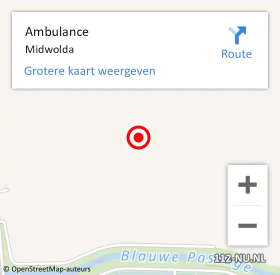Locatie op kaart van de 112 melding: Ambulance Midwolda op 10 oktober 2023 13:13