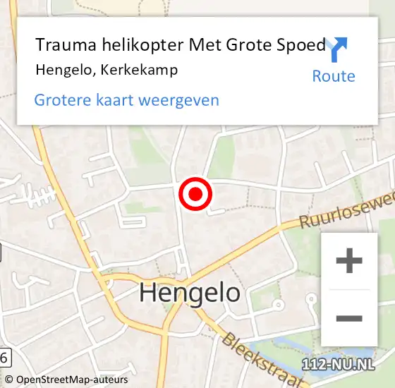 Locatie op kaart van de 112 melding: Trauma helikopter Met Grote Spoed Naar Hengelo, Kerkekamp op 10 oktober 2023 13:13