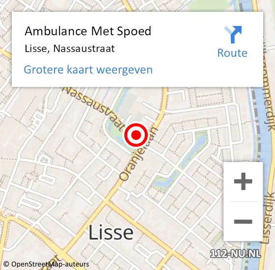 Locatie op kaart van de 112 melding: Ambulance Met Spoed Naar Lisse, Nassaustraat op 10 oktober 2023 13:22