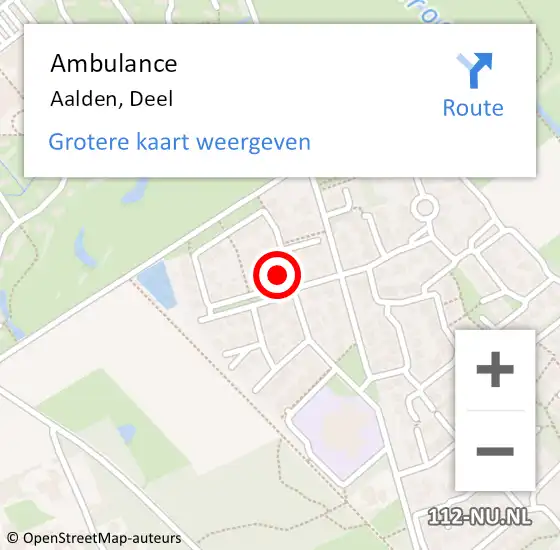 Locatie op kaart van de 112 melding: Ambulance Aalden, Deel op 10 oktober 2023 14:34