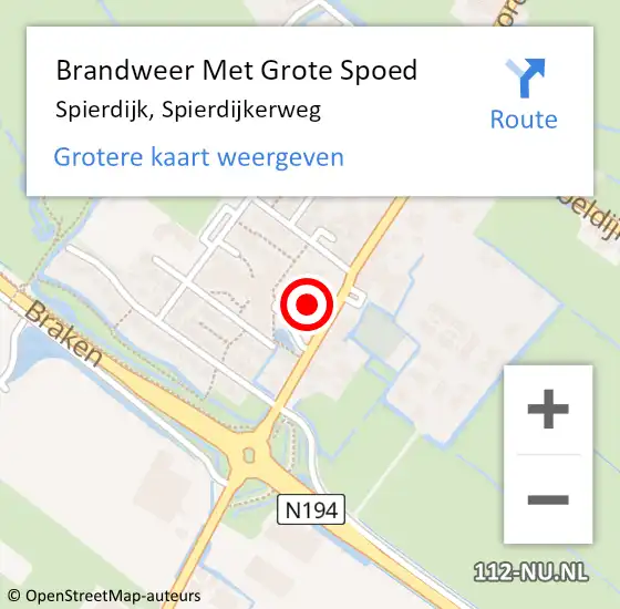 Locatie op kaart van de 112 melding: Brandweer Met Grote Spoed Naar Spierdijk, Spierdijkerweg op 10 oktober 2023 14:46