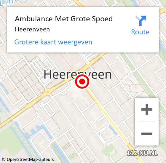 Locatie op kaart van de 112 melding: Ambulance Met Grote Spoed Naar Heerenveen op 10 oktober 2023 14:51
