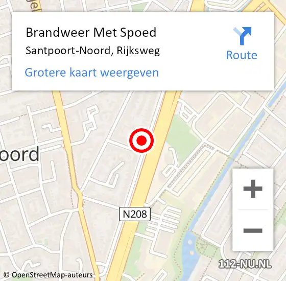 Locatie op kaart van de 112 melding: Brandweer Met Spoed Naar Santpoort-Noord, Rijksweg op 10 oktober 2023 15:19