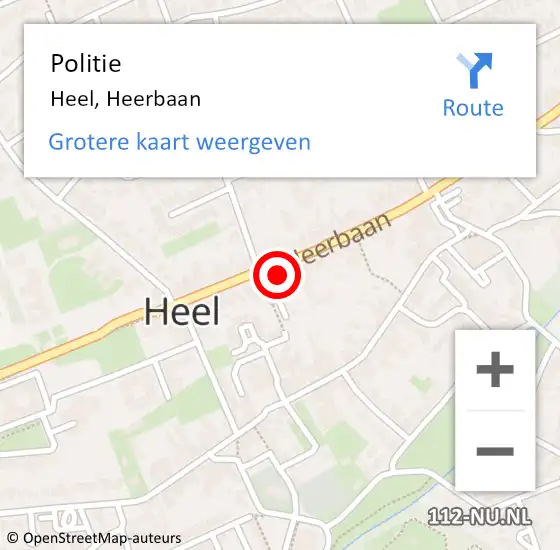 Locatie op kaart van de 112 melding: Politie Heel, Heerbaan op 10 oktober 2023 16:07