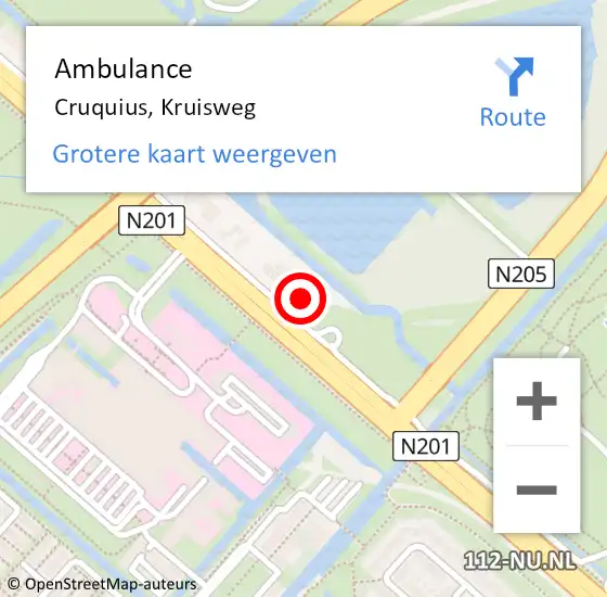 Locatie op kaart van de 112 melding: Ambulance Cruquius, Kruisweg op 10 oktober 2023 16:59