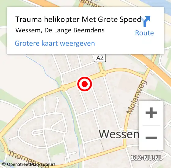 Locatie op kaart van de 112 melding: Trauma helikopter Met Grote Spoed Naar Wessem, De Lange Beemdens op 10 oktober 2023 17:07