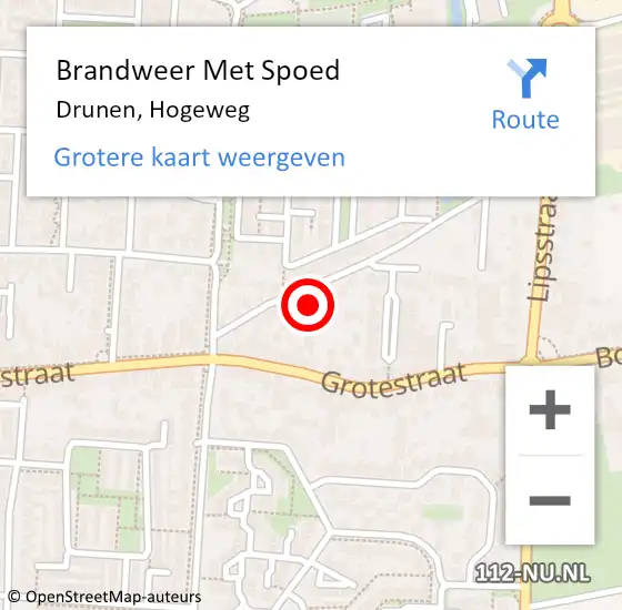 Locatie op kaart van de 112 melding: Brandweer Met Spoed Naar Drunen, Hogeweg op 10 oktober 2023 18:37