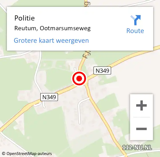 Locatie op kaart van de 112 melding: Politie Reutum, Ootmarsumseweg op 10 oktober 2023 19:06