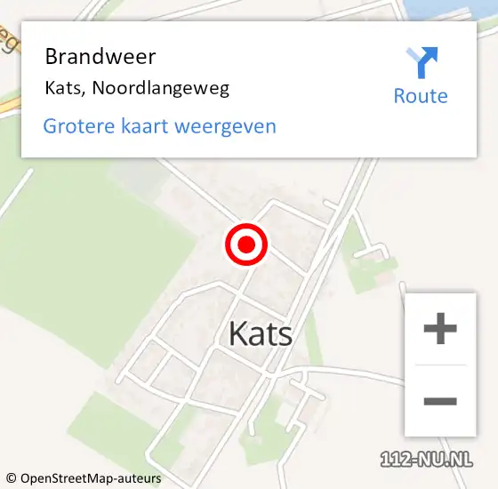 Locatie op kaart van de 112 melding: Brandweer Kats, Noordlangeweg op 10 oktober 2023 19:51