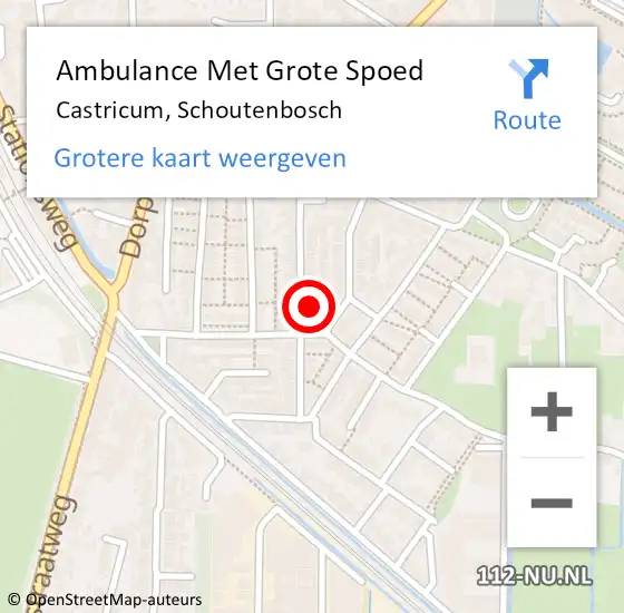 Locatie op kaart van de 112 melding: Ambulance Met Grote Spoed Naar Castricum, Schoutenbosch op 10 oktober 2023 20:26