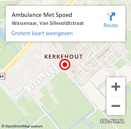 Locatie op kaart van de 112 melding: Ambulance Met Spoed Naar Wassenaar, Van Sillevoldtstraat op 11 oktober 2023 01:23