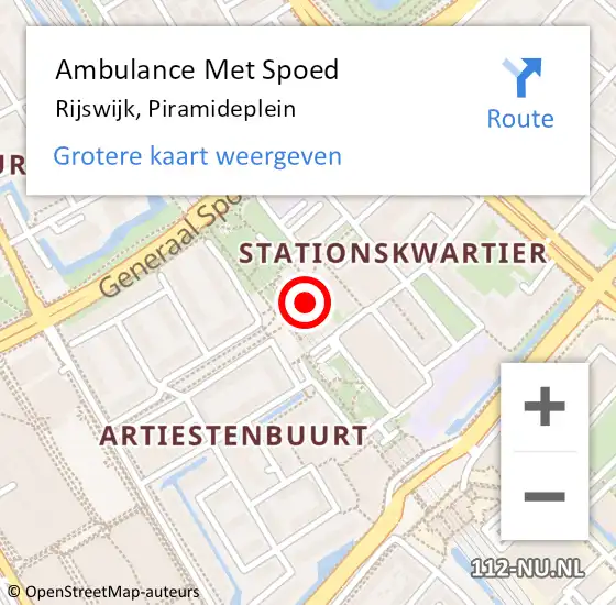 Locatie op kaart van de 112 melding: Ambulance Met Spoed Naar Rijswijk, Piramideplein op 11 oktober 2023 07:50