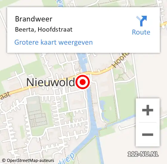 Locatie op kaart van de 112 melding: Brandweer Beerta, Hoofdstraat op 11 oktober 2023 09:19
