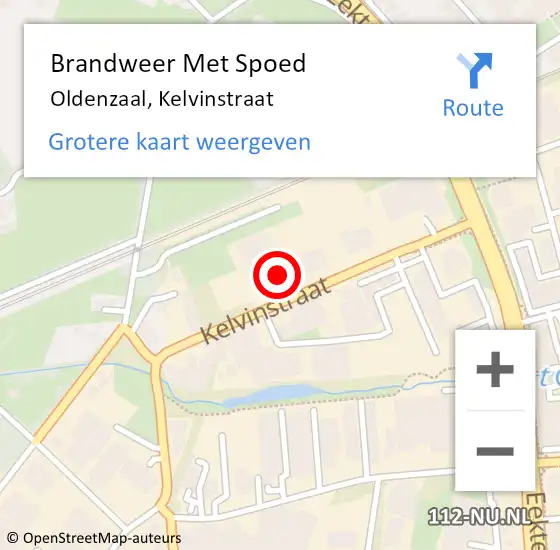 Locatie op kaart van de 112 melding: Brandweer Met Spoed Naar Oldenzaal, Kelvinstraat op 11 oktober 2023 10:12