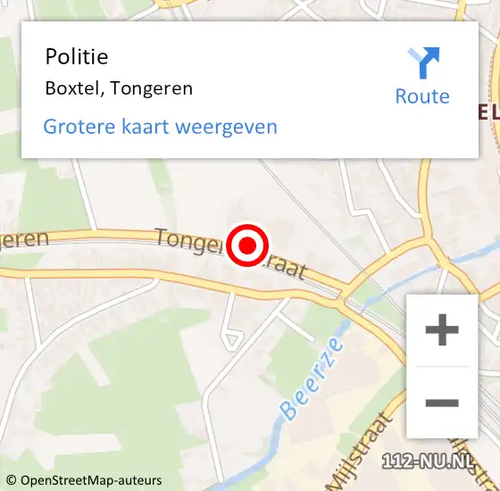 Locatie op kaart van de 112 melding: Politie Boxtel, Tongeren op 11 oktober 2023 10:25