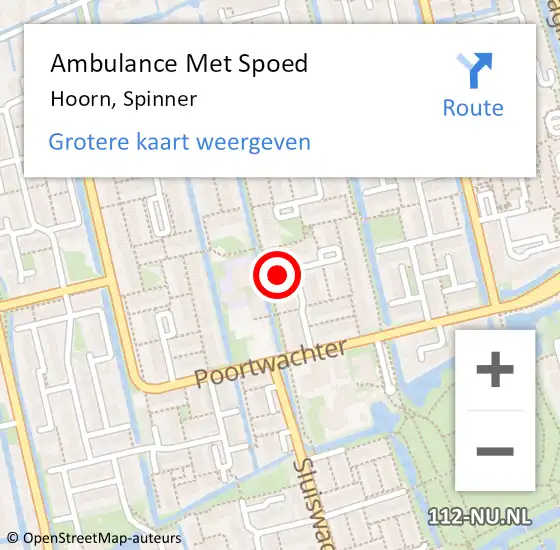 Locatie op kaart van de 112 melding: Ambulance Met Spoed Naar Hoorn, Spinner op 11 oktober 2023 12:17