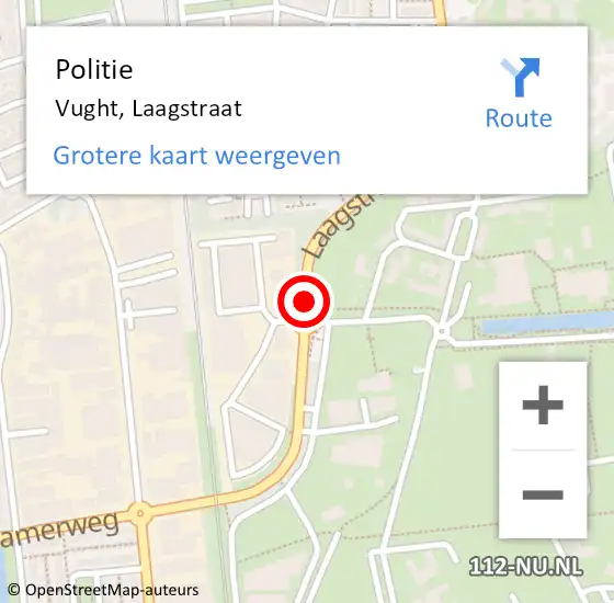 Locatie op kaart van de 112 melding: Politie Vught, Laagstraat op 11 oktober 2023 13:16