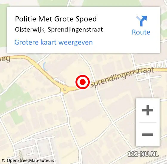 Locatie op kaart van de 112 melding: Politie Met Grote Spoed Naar Oisterwijk, Sprendlingenstraat op 11 oktober 2023 14:30