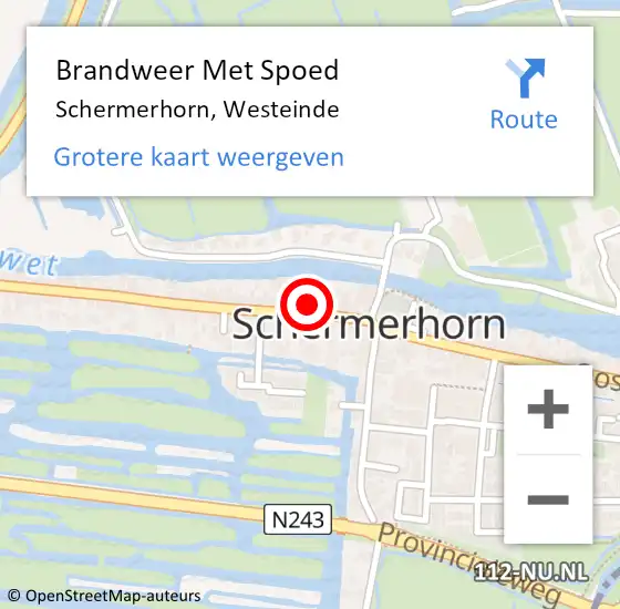 Locatie op kaart van de 112 melding: Brandweer Met Spoed Naar Schermerhorn, Westeinde op 11 oktober 2023 17:01