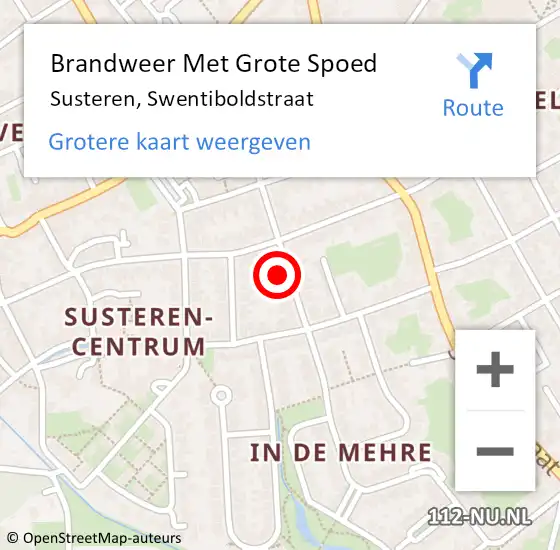 Locatie op kaart van de 112 melding: Brandweer Met Grote Spoed Naar Susteren, Swentiboldstraat op 11 oktober 2023 17:42