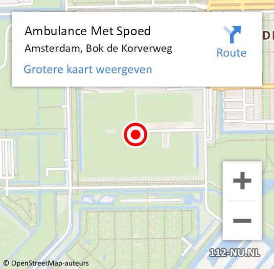 Locatie op kaart van de 112 melding: Ambulance Met Spoed Naar Amsterdam, Bok de Korverweg op 11 oktober 2023 18:29