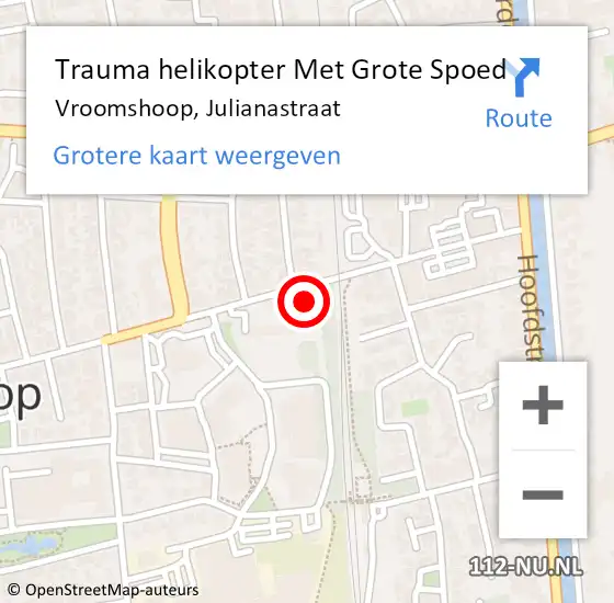 Locatie op kaart van de 112 melding: Trauma helikopter Met Grote Spoed Naar Vroomshoop, Julianastraat op 11 oktober 2023 18:44