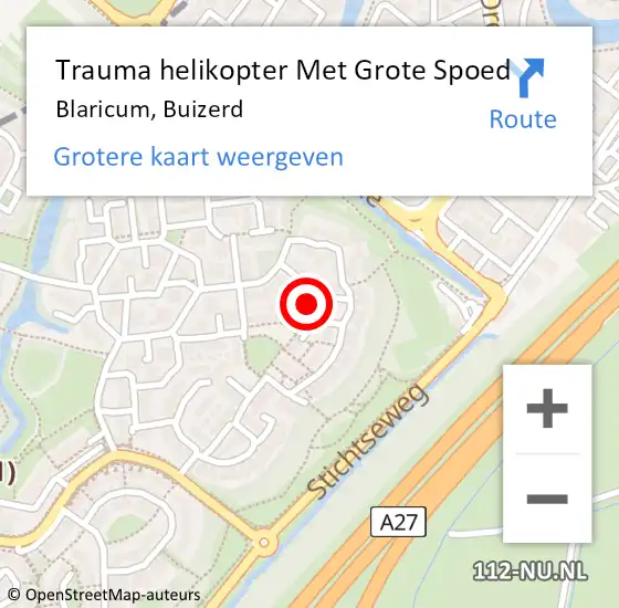 Locatie op kaart van de 112 melding: Trauma helikopter Met Grote Spoed Naar Blaricum, Buizerd op 11 oktober 2023 18:52